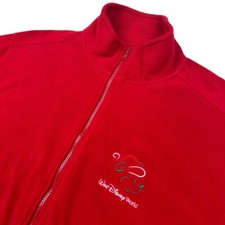 VTG Disney World Mickey Mouse Christmas Full-Zip Sweatshirt Red Medium