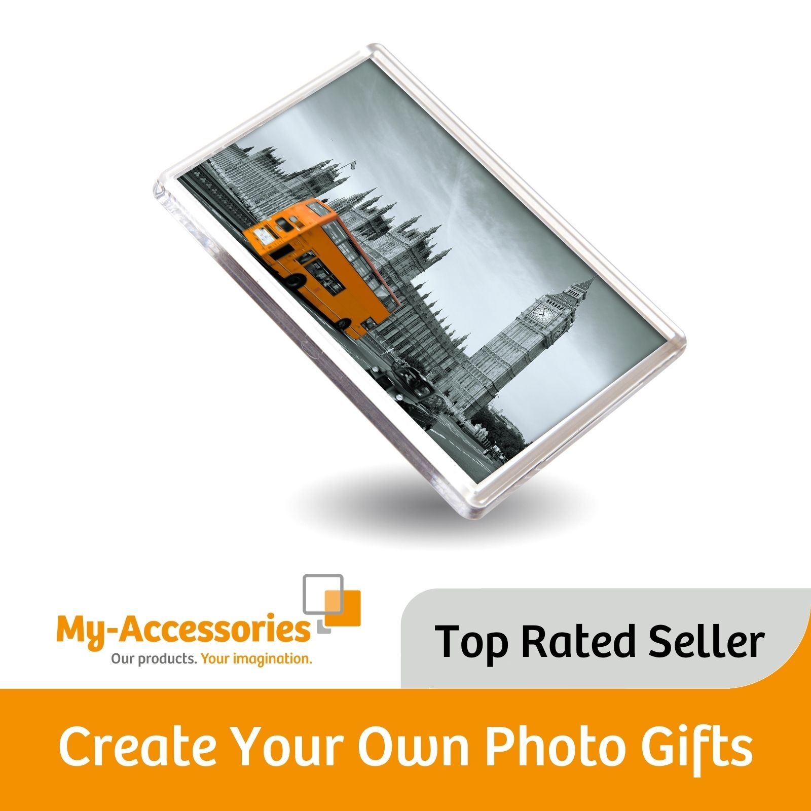 Blank Fridge Magnet Decor Adhesive Insert Photo - Plastic  90 x 60mm (JUMBO)