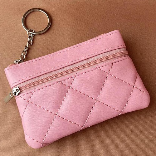 Women's PU Leather 2 Zipper Pockets Key Ring Coin Purse Card Cash Holder Wallet - Photo 13/22
