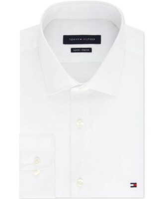 Tommy Hilfiger Men's Slim-Fit Stretch Solid Dress Shirt White 16 34/35  #DR241531 | eBay