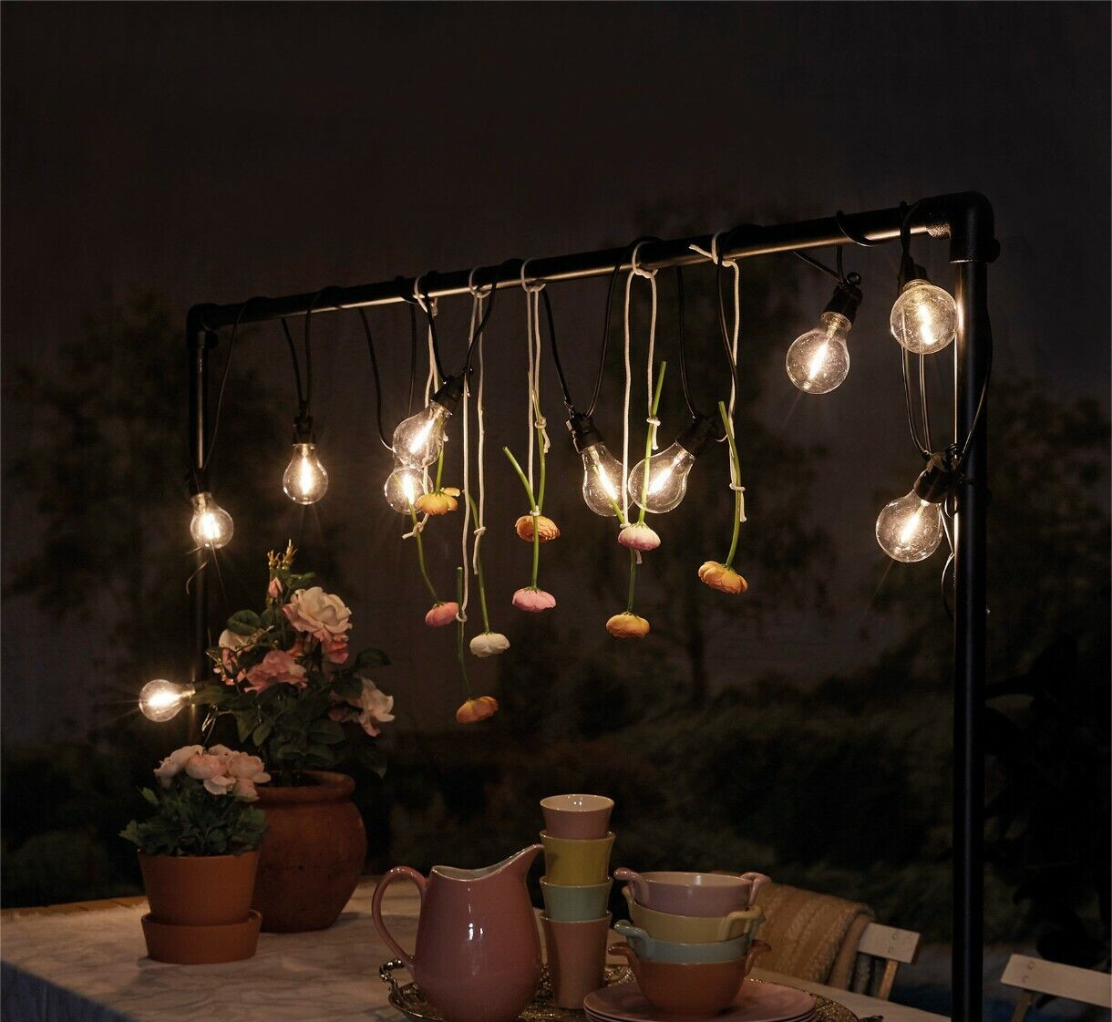 Festoon Outdoor Sring Light Mains Powered Garden Lights Retro 10 GLS Style Bulbs