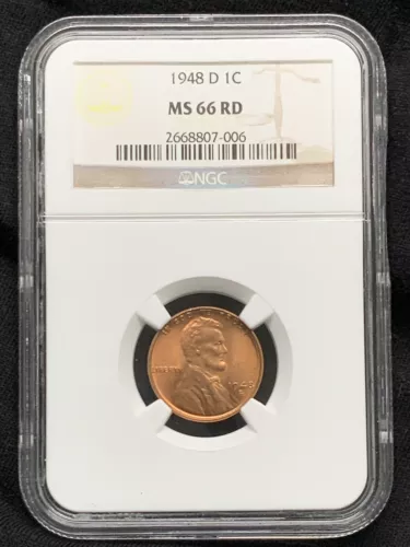 1948-D LINCOLN CENT- NGC MS 66 RD BEAUTY   INV#1001