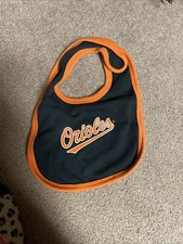 Orioles Baby Bib Black Orange Baseball Latch Hook Closure