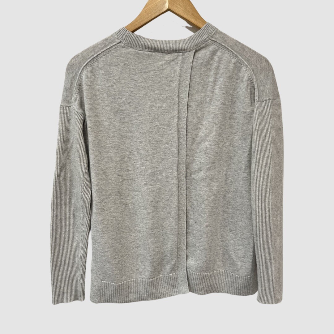 Athleta Gray Crew neck Split Open Back Pullover S… - image 2
