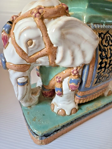 Beautiful Antique Chinese Elephant Clay Pottery Statue Plant Stand Handpainted. - Picture 8 of 16