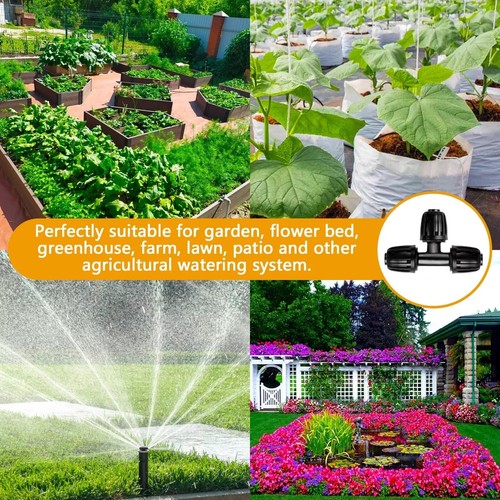 10 Pack Drip Irrigation Fittings Lock Barbed Tee Connectors for 1/2 Tubing 1S - Picture 2 of 5