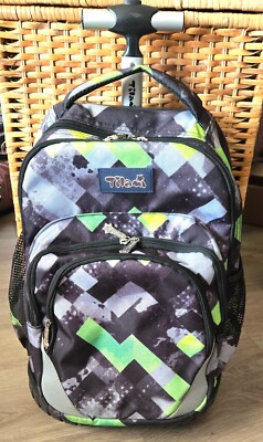 Tilami Backpack & Handled 19'' Rolling Travel Bag Neon Green/Black Checkered