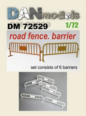 Dan Models 72529 Road fence, barrier. Resin. 3D printing 1/72 scale set of 6 pcs