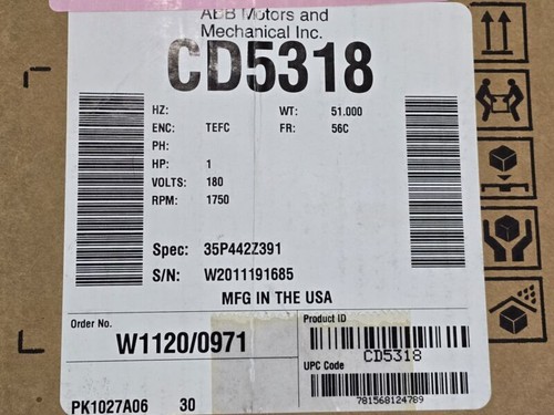 ABB Baldor DC Motor CD5318, 180VDC, 1 HP, 1750 RPM, 5 Amp, 56C, 35P442Z391 - Picture 4 of 6