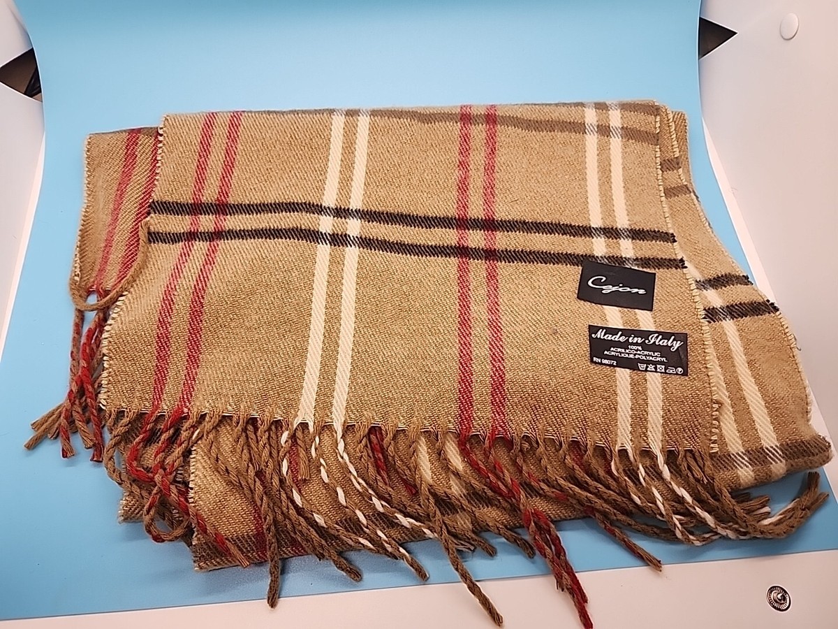 FROM JAPAN専用 Cejon Scarf Adult One Size Plaid Multicolor Made In Italy Fringed