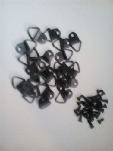 Black Triangle D Rings Plated Canvas Picture Frame Hook Hanging DIY + Screws - Picture 2 of 3