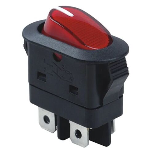 Push Button Rocker Switch 16A On Off Switches with Light 4Pin 250V Red Black 2Pc