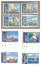 Dominica 1991 - Columbus Ships - Set of 8 Stamps - Scott #1297-04 - MNH