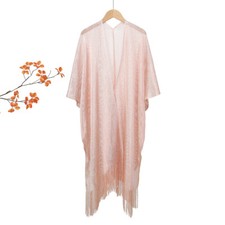 Women Summer Beach Cover Up Tassel Cape Wrap Shawl Open Cardigan Blouse Smock