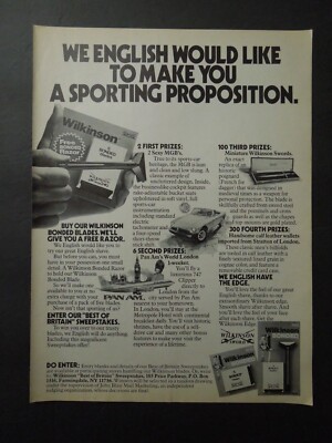 1978 WILKINSON Bonded Blade & Razor Magazine Ad - Best of Britain Sweepstakes
