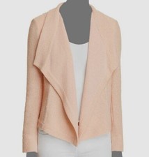 155 DKNY Women's Pink New York Textured Drape-Front Cota Jacket Size S