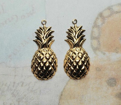 Brass Pineapple Charms x 2 - 6454RSG.