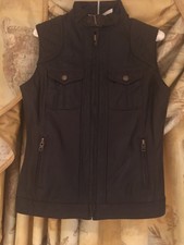 Bnwt £180 Linea Weekend Real Leather Brown Gilet, Uk10
