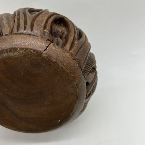 Cuenco relieve 3D vintage de madera tallada a mano elefante y palmeras - Imagen 17 de 17