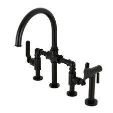 Kingston Brass KS233.KL Whitaker 1.8 GPM Deck Mounted Bridge - Black