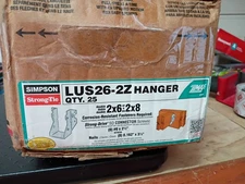 (QTY 25) Simpson Strong Tie LUS26-2Z ZMAX Galvanized Double 2x6 Double Mount