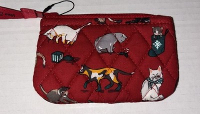 New Vera Bradley Factory Style Zip Coin Purse in Holiday Cats