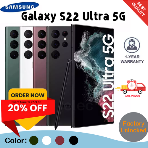 New Samsung Galaxy S22 Ultra 5G 128GB 256GB SM-S908U GSM