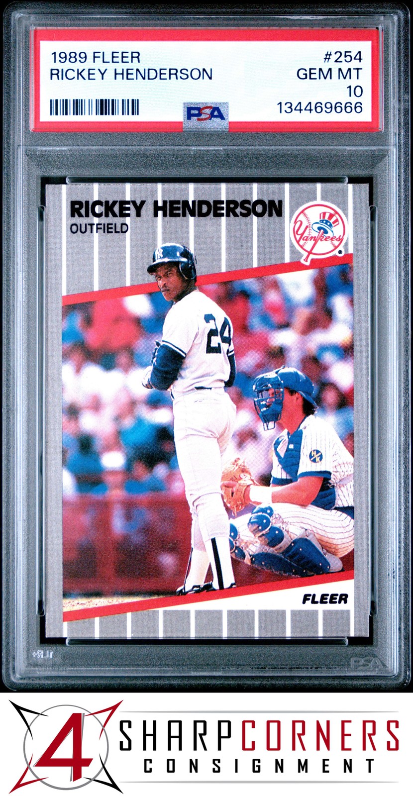 1989 FLEER #254 RICKEY HENDERSON YANKEES HOF PSA 10