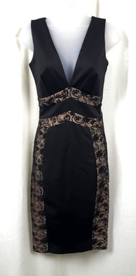City Goddess Bodycon-Kleid mit V-Ausschnitt und Spitzendetail Größe UK 8 UVP 68 £ NH10 JJ 05