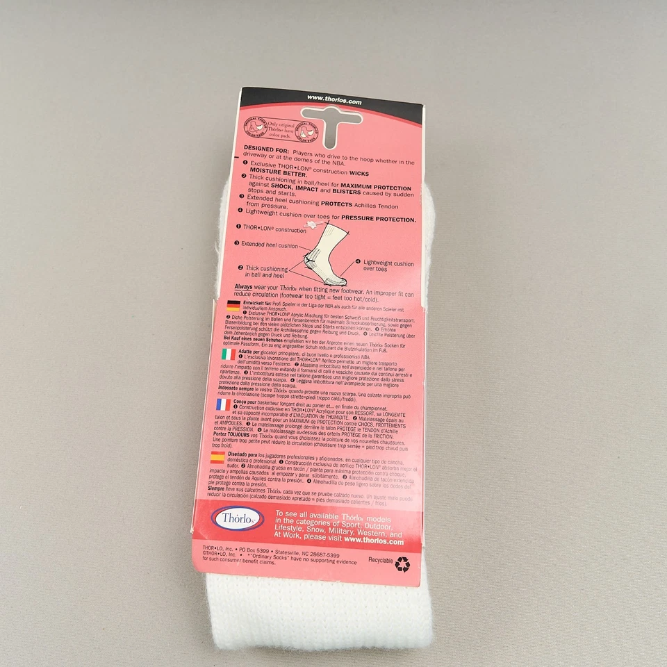 Thorlo Basketball Socks Men’s L Thorlon Over Calf Thick Cushion Vintage 90s NOS - Image 3 of 4