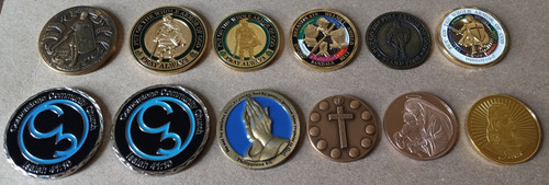 Lot of 12: Religious Themed Metal Challenge Coins -- Free Shipping