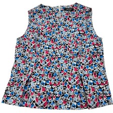 Nine West Top Size 14 Blue Pink White Sleeveless Flowy Loose Fit Vibrant