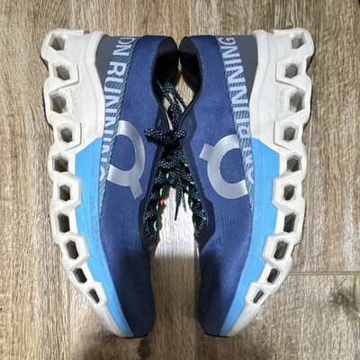 On Cloudmonster 2 Men s Low Top Mesh Lace-Up Running Sneakers Blue/White/Black