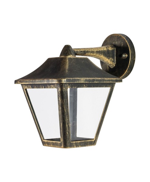 Wandleuchte Aluminium IP44 E27 Glas Schwarz-Gold Osram H:23 Cm Laterne Terrasse-image