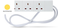 4 Way Socket Extension Lead, 1M Cable Multi-Plug Power Strip for Home &