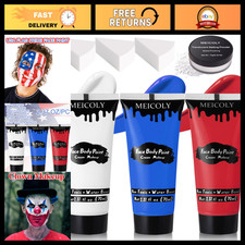 Patriotic Red White Blue Face Paint Set with Powder  Sponges for Halloween, Cos