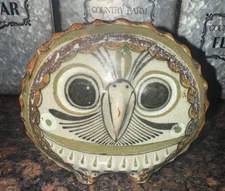 Mexican Pottery Owl Tonala Jorge Wilmot Signed 5” X 5” Vintage Hand Painted