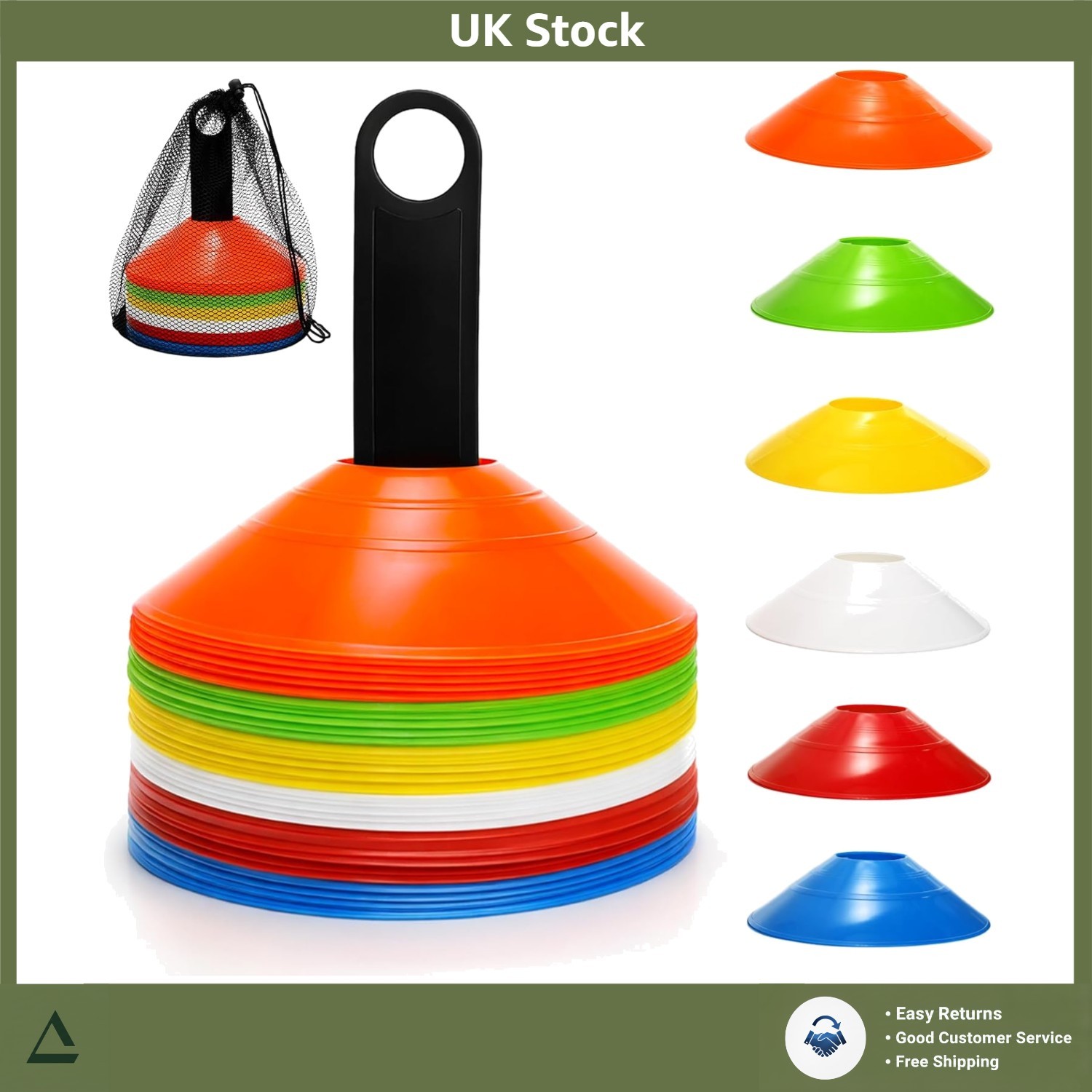 Vibrant Multi Sport Agility Training Marker Cones With Holder And Bag 60 Pack