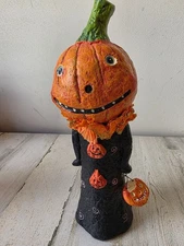 Vintage debra schoch ? pumpkin jack o'lantern figurine statue decor Halloween