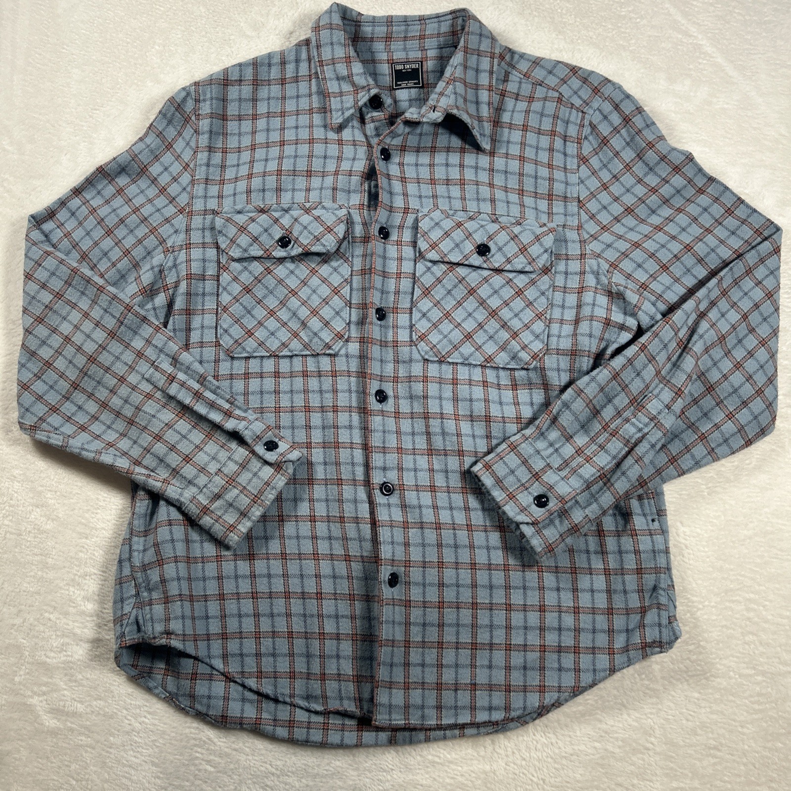 Todd Snyder Button Down Collar Checked Shirt Blue… - image 1