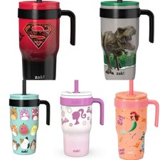 Zak Designs 18oz Kids Straw Handle Gray Tumbler