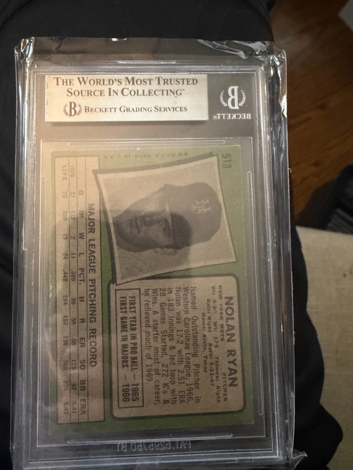 1971 TOPPS #513 NOLAN RYAN beckett 6.5 view 2