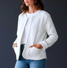J.CREW FACTORY Womens (L) White Quilted Cotto...
