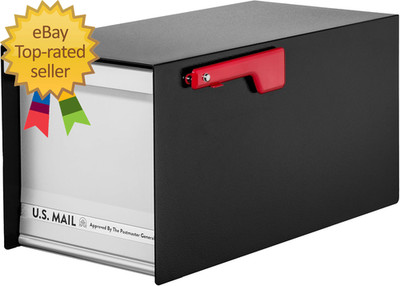 Mailmax  Heavy Duty, Modern Steel Metal Post Mounted Mail Box for Outside, Black