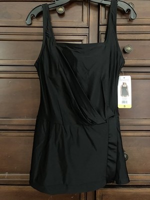 NWT Beyond Control Women's Swimsuit Tummy Control Adjustable Straps Black Small
