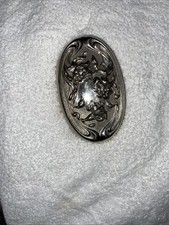 VICTORIAN STERLING SILVER REPOUSEE BRUSH. WOMAN w/FLOWING HAIR , FLOWER