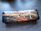 ANCIEN BOITE A GANTS COFFRET BOIS LAQUE DE CHINE  DECOR JAPONISANT JAPON