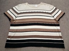 Alfred Dunner Women's Multicolor Petite PL Striped Short Sleeve Knit Blouse 3X