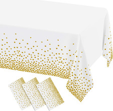 3 Packs Dot Disposable Table Cloth, 54 X 108 Inch Waterproof Plastic Tablecloth,