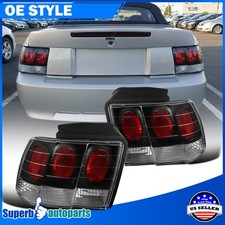Black For 1999-2004 Ford Mustang Rear Brake Lamps Tail Lights Leftright 99-04